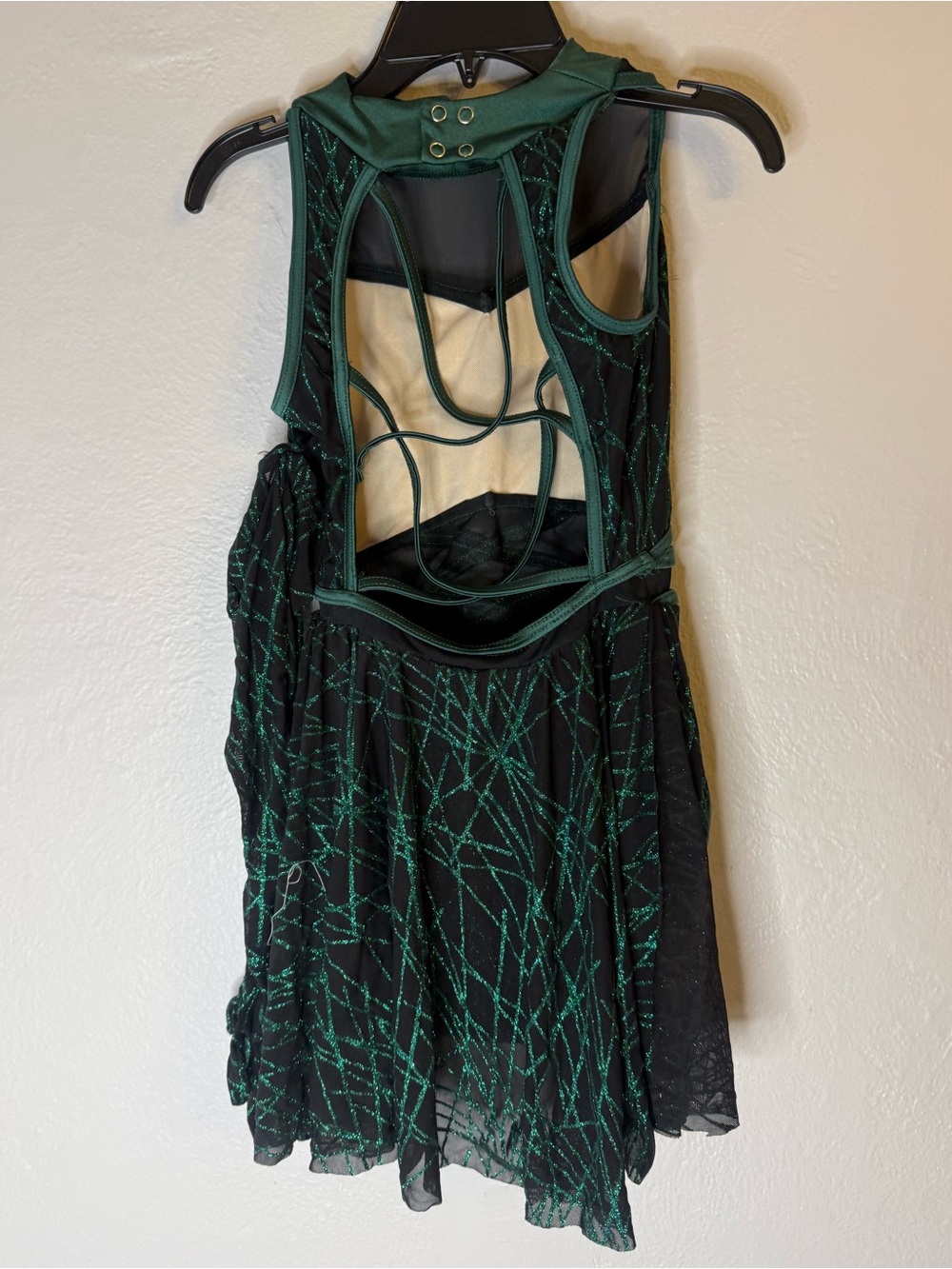 Weissman Elite Glitter Mesh Skirted Dance Leotard Emerald Green Costume - Picture 5 of 13